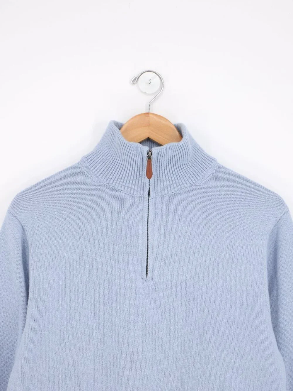 J. CREW Heritage Cotton Quarter-Zip Sweater in Light Blue Size M